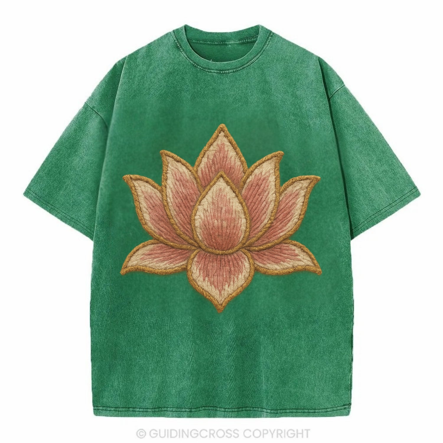 Lotus Flower - Vintage T-shirt - Forest Mist(Green)