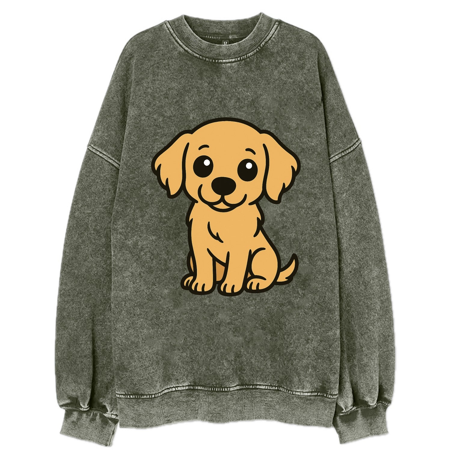 Golden Retriever - Head tilt curious pose - Vintage Sweatshirt - Forest Mist(Green)