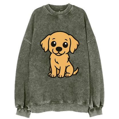 Golden Retriever - Head tilt curious pose - Vintage Sweatshirt - Forest Mist(Green)