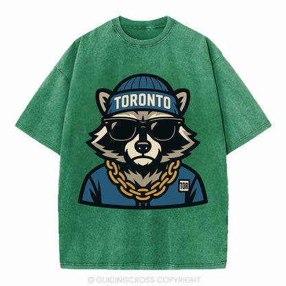 Toronto Raccoon - Vintage T-shirt - Forest Mist(Green)