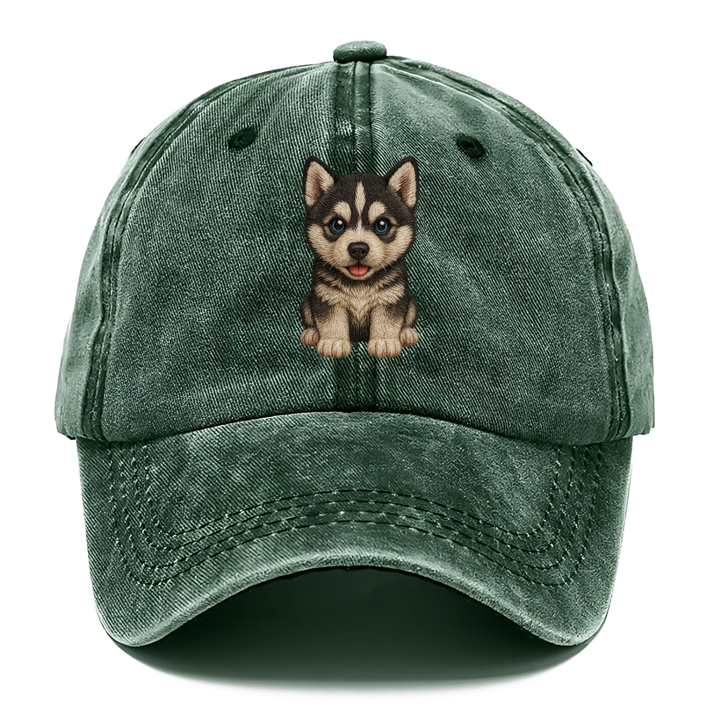 Baby Siberian Husky Puppy - blue or bi-colored eyes, fluffy coat, wolf-like, - Classic Cap - Forest Mist(Green)