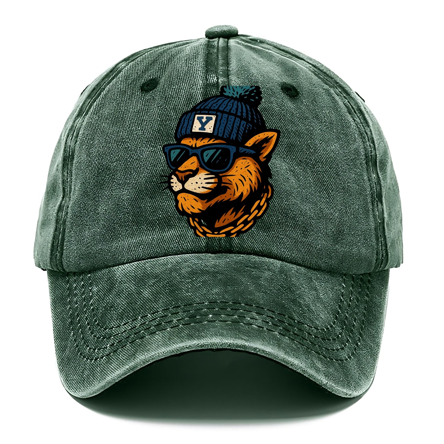Provo Cougar wearing BYU beanie with Y patch - Classic Cap - Forest Mist(Green)