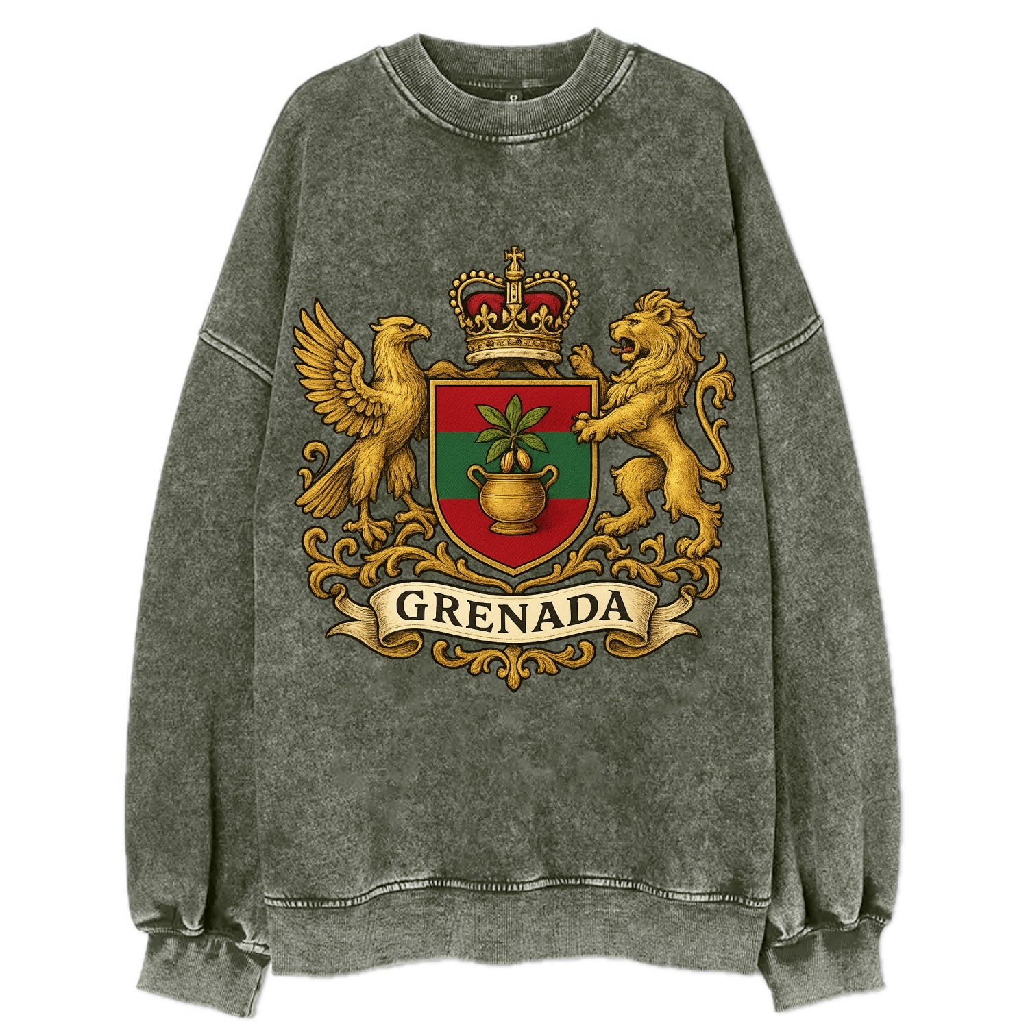 Grenada Heritage Badge  - Vintage Sweatshirt - Forest Mist(Green)