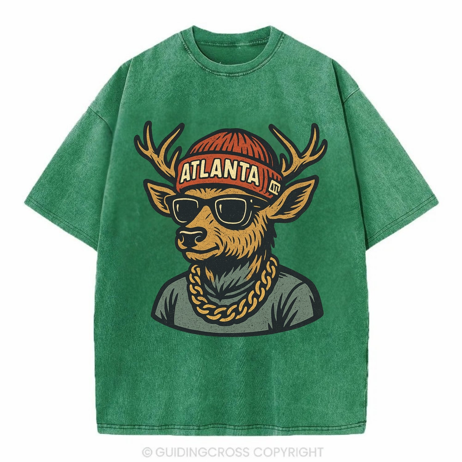 "deer" "atlanta" "atl" "red" "us South" - Vintage T-shirt - Forest Mist(Green)