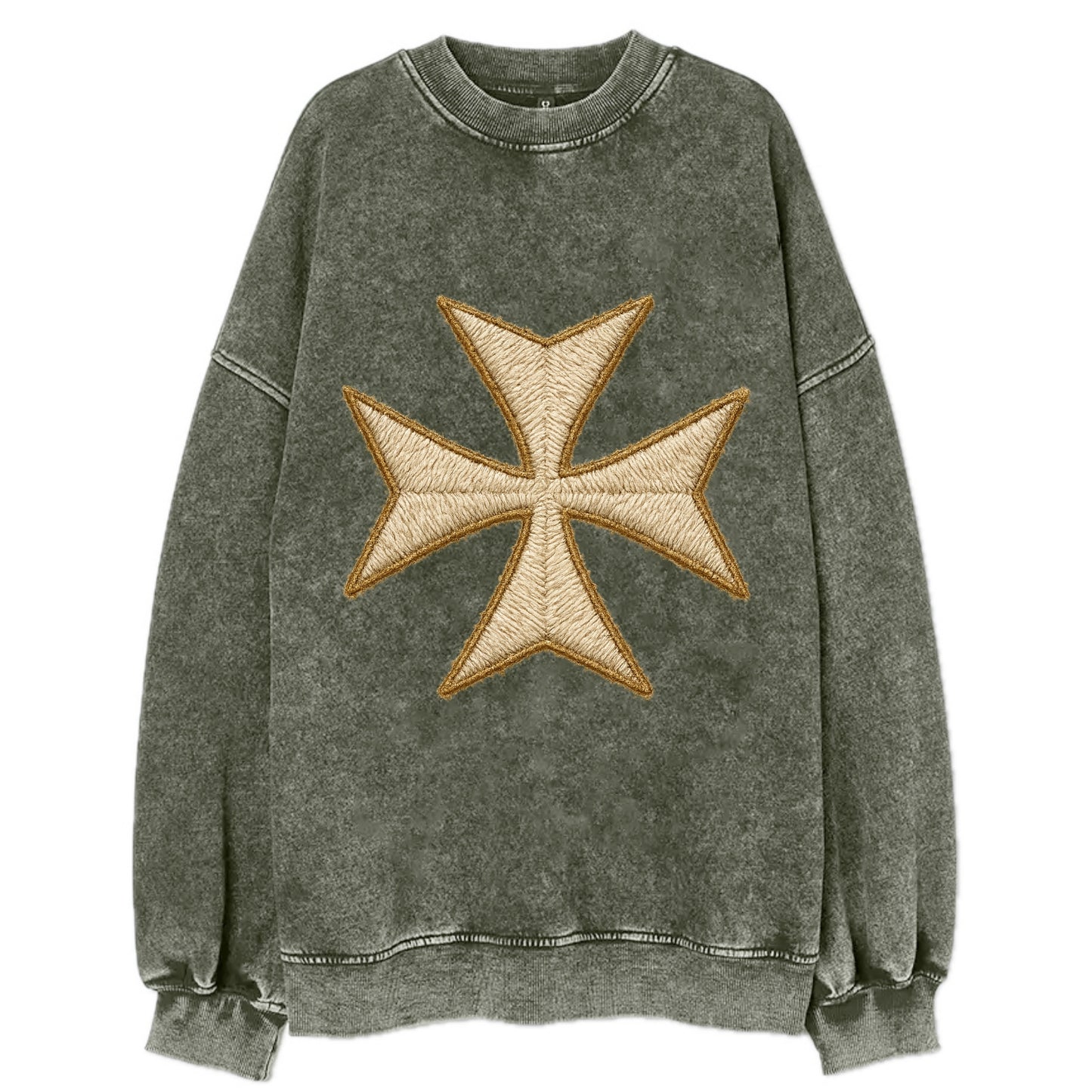 Hospitaller Cross  - Vintage Sweatshirt - Forest Mist(Green)