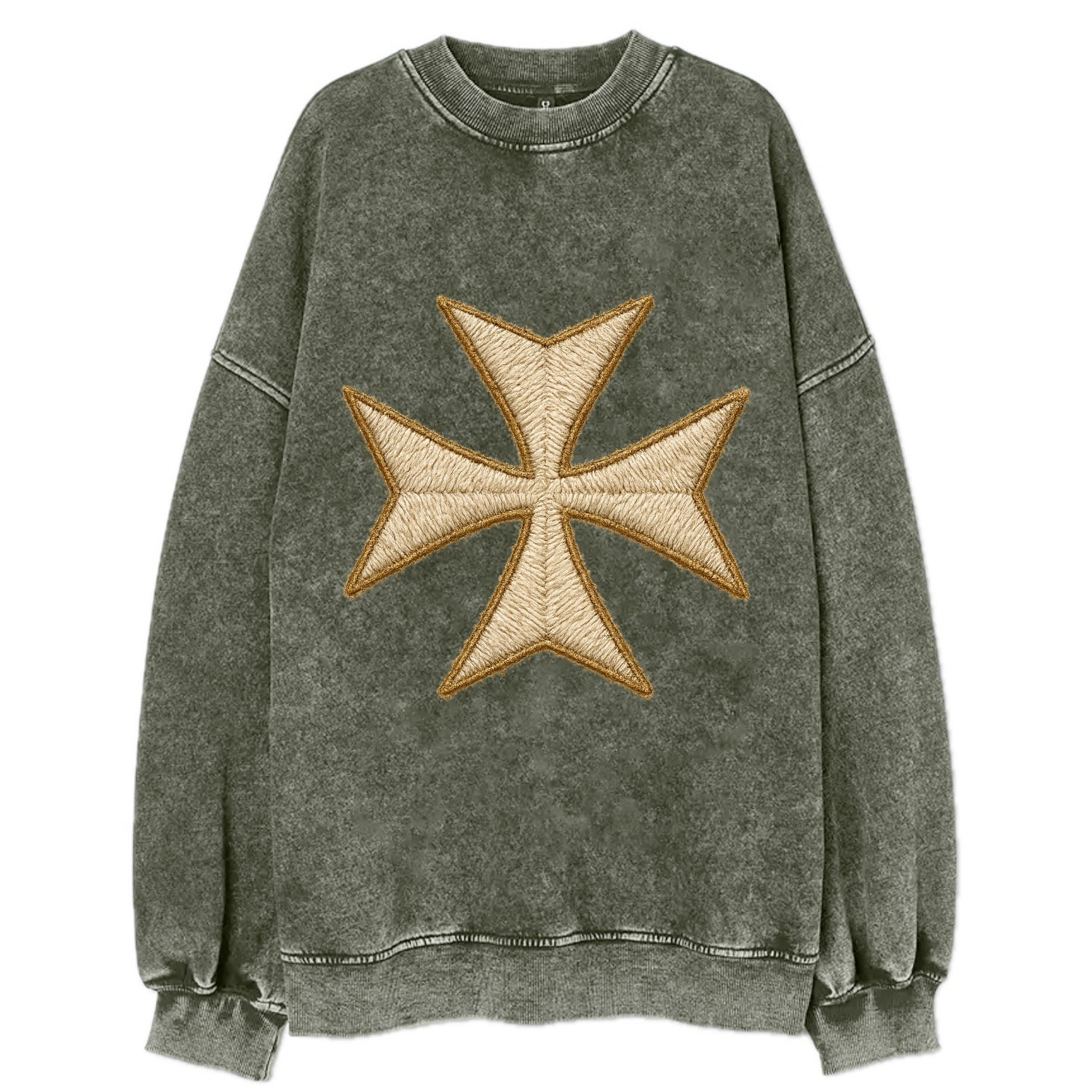 Hospitaller Cross  - Vintage Sweatshirt - Forest Mist(Green)