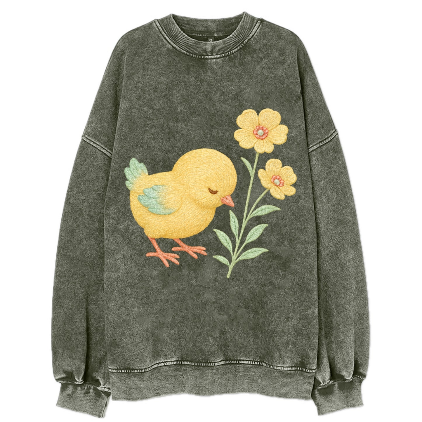 Yellow Chick - Vintage Sweatshirt - Forest Mist(Green)