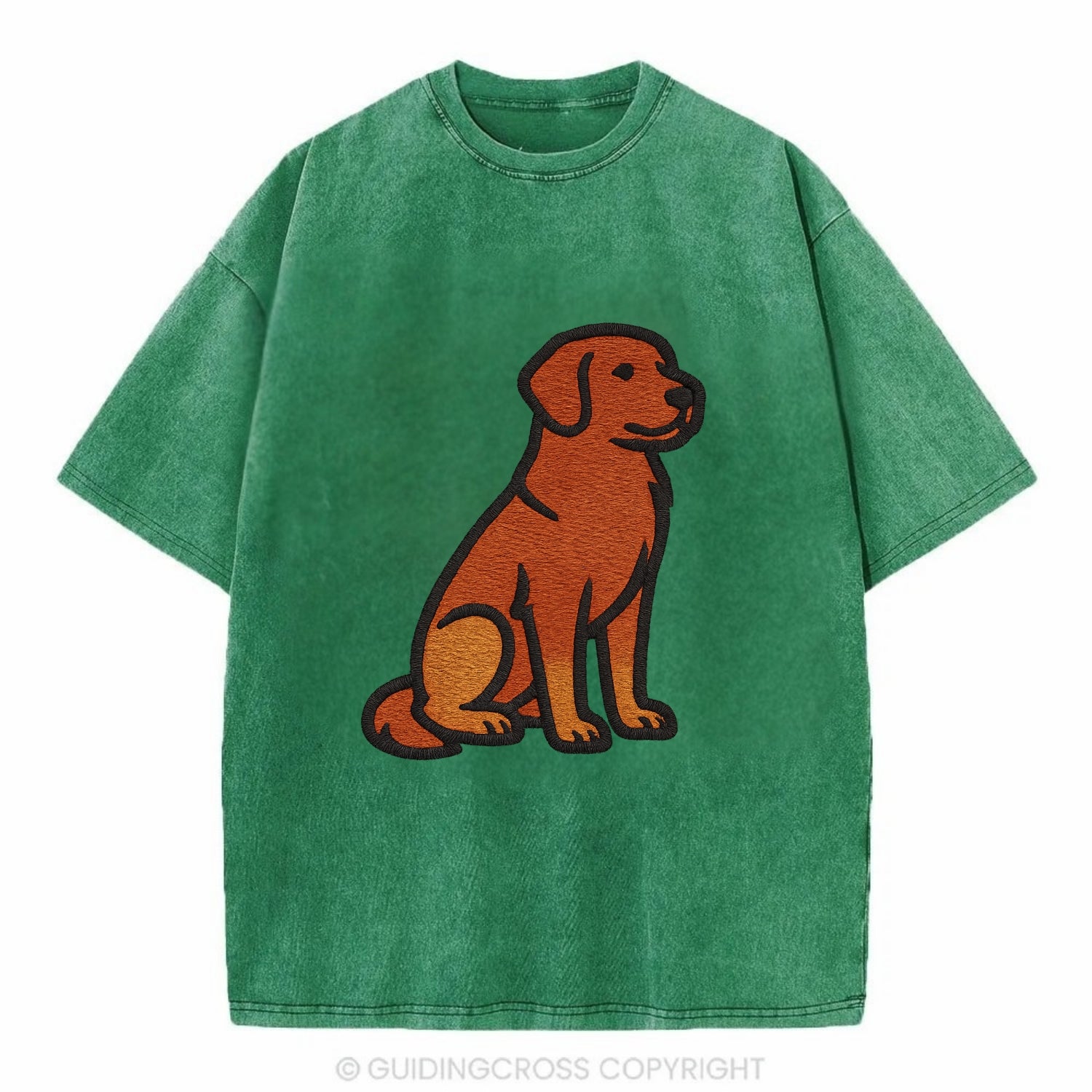 Nova Scotia Duck Tolling Retriever - Red embroidered pose - Vintage T-shirt - Forest Mist(Green)