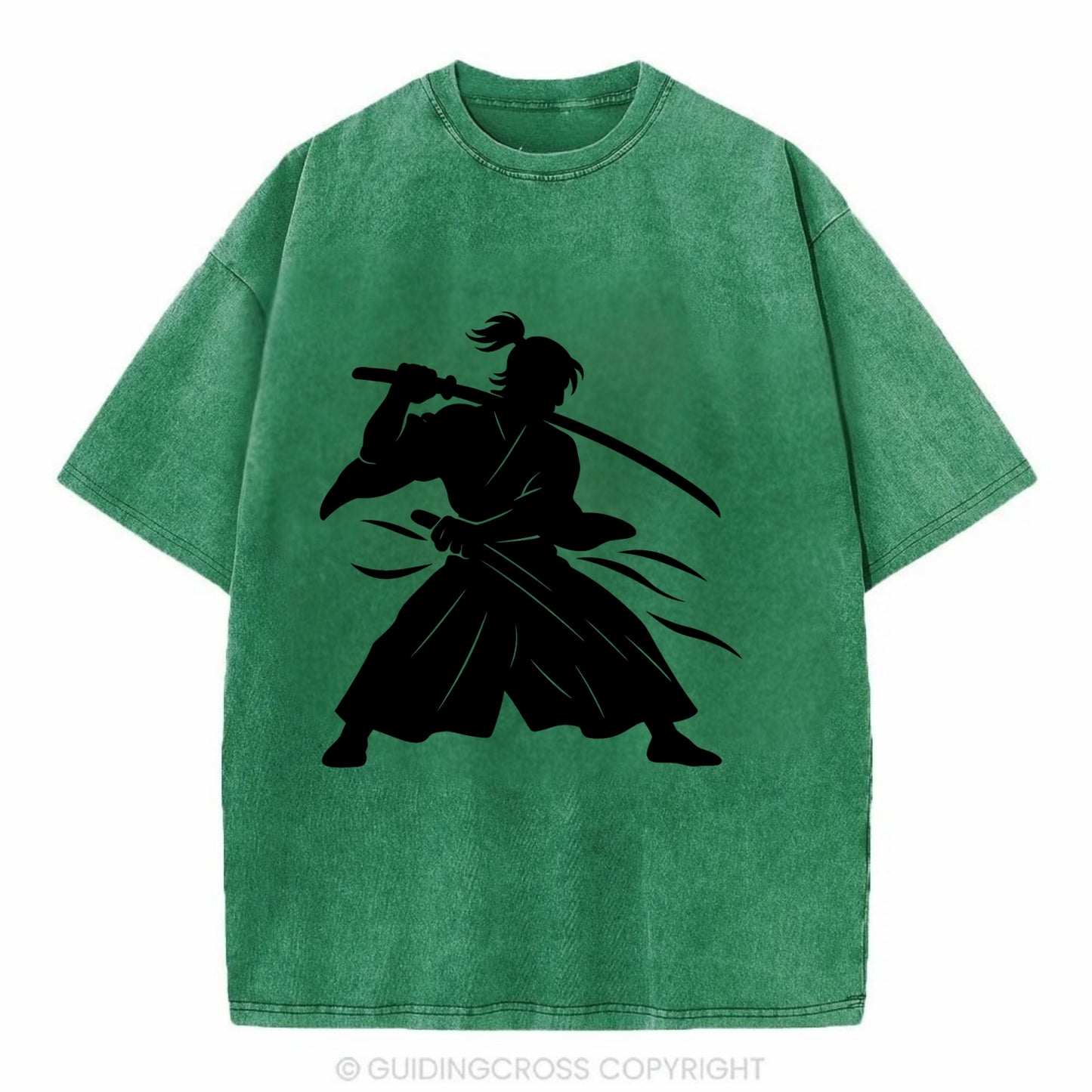 Japanese samurai sword draw - Vintage T-shirt - Forest Mist(Green)