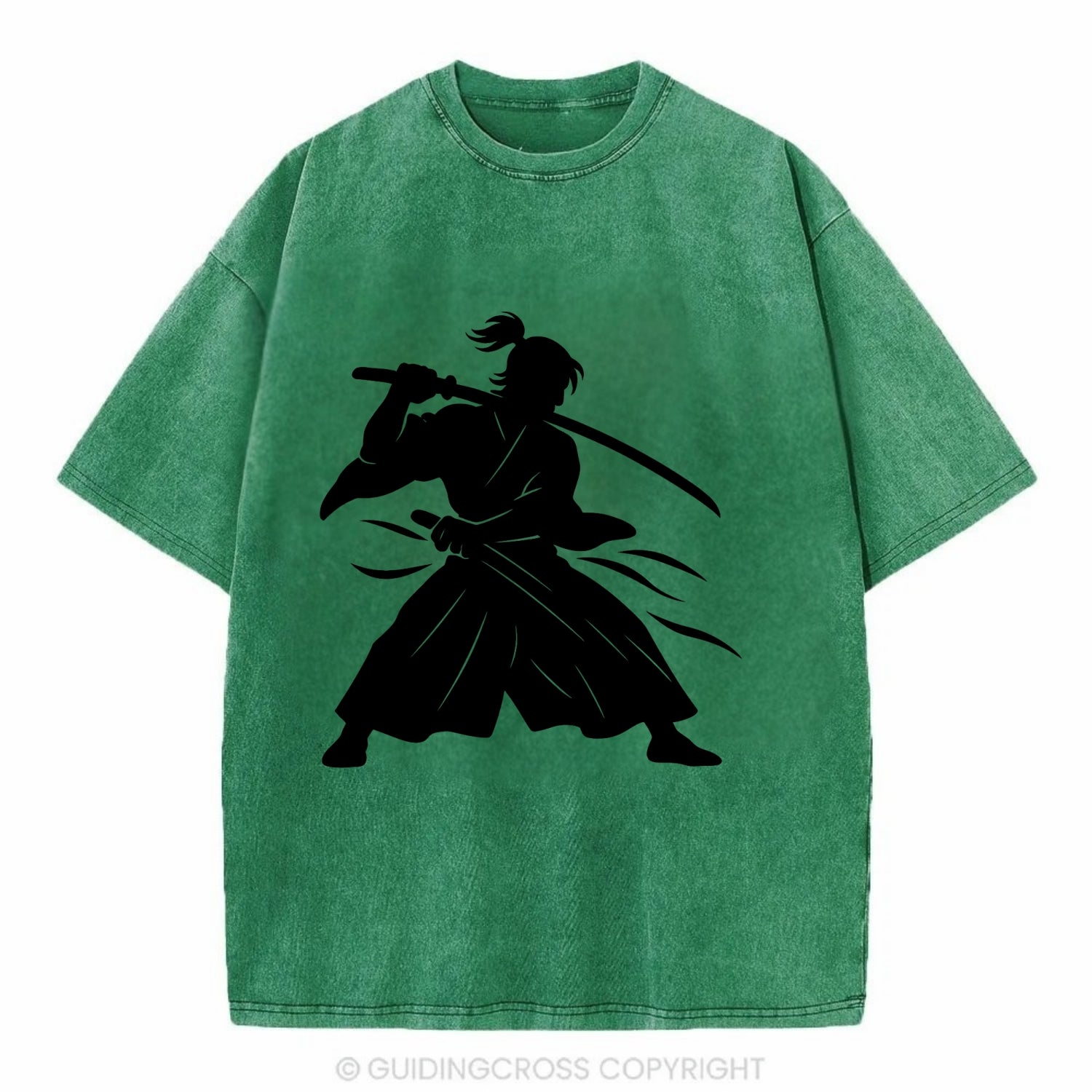 Japanese samurai sword draw - Vintage T-shirt - Forest Mist(Green)