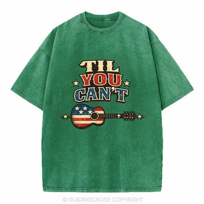 Til You Cant - Flag Guitar - Vintage T-shirt - Forest Mist(Green)