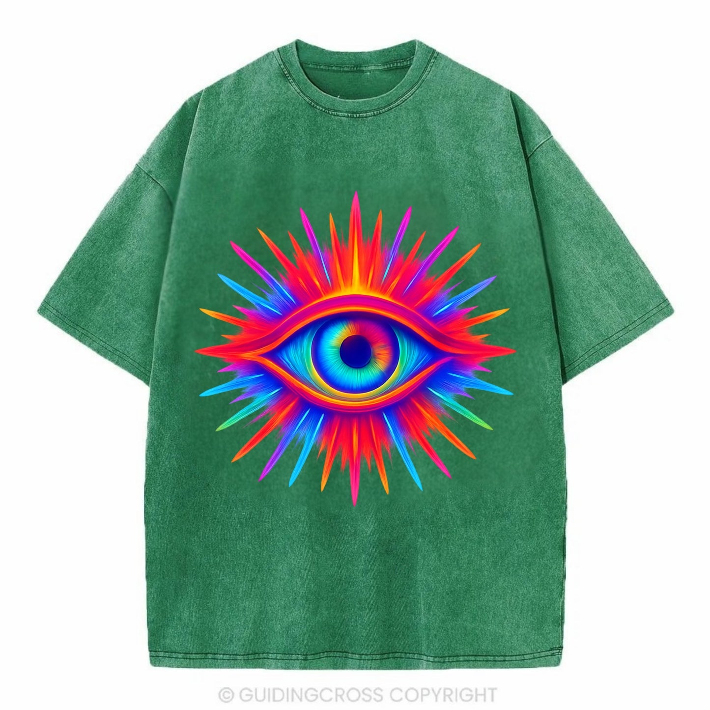 Rainbow Third Eye - Prismatic eye radiat Vintage T-shirt - Forest Mist(Green)