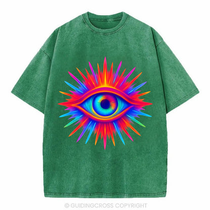 Rainbow Third Eye - Prismatic eye radiat Vintage T-shirt - Forest Mist(Green)