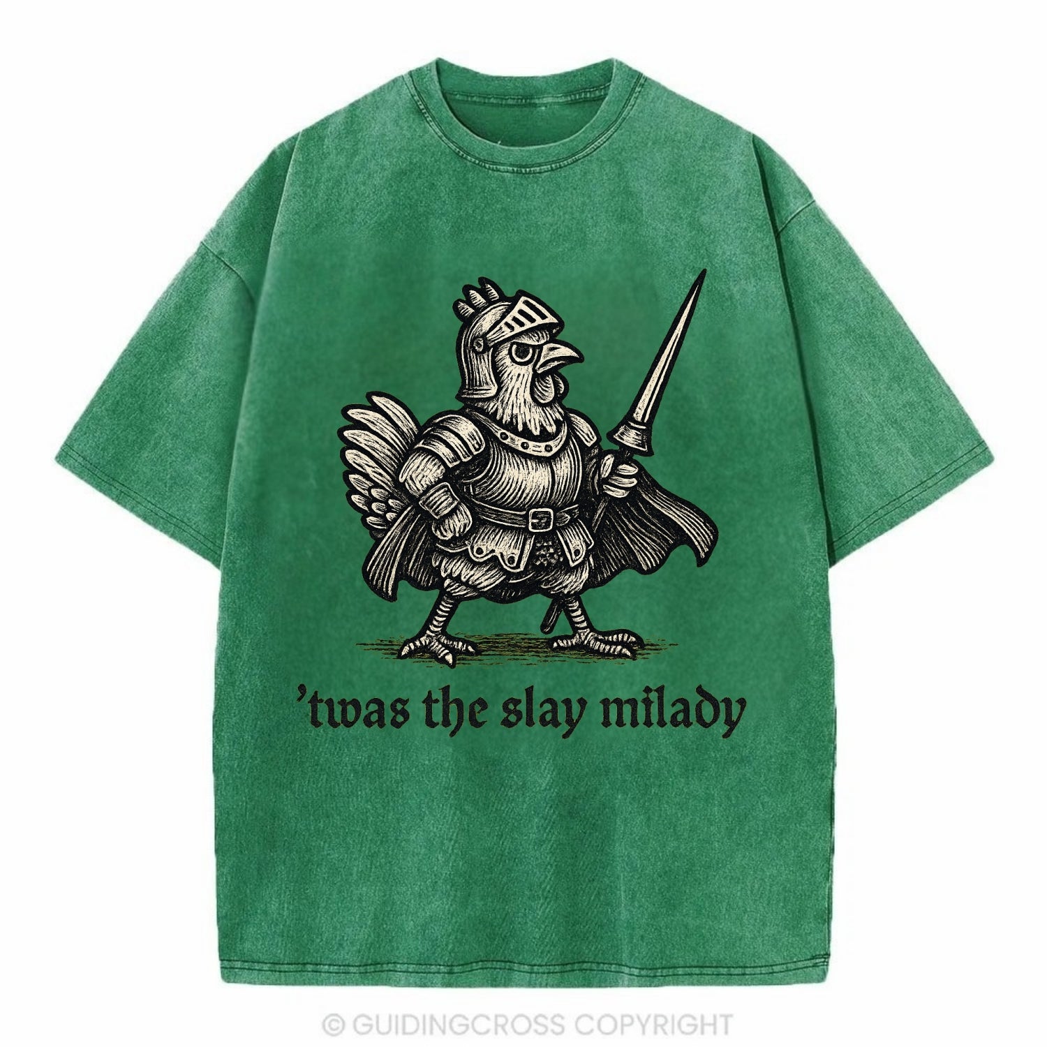 Chicken Knight  - Vintage T-shirt - Forest Mist(Green)
