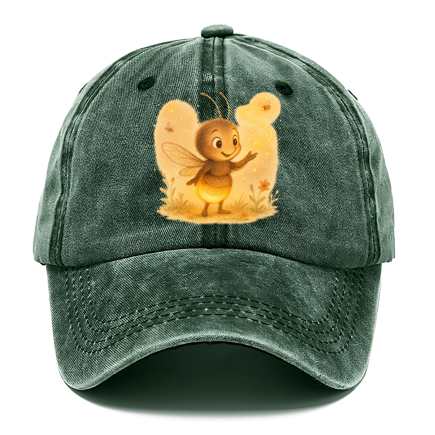 Firefly choreographer arranging synchronized light patterns over a meadow stage - Classic Cap - Forest Mist(Green)