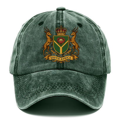 South Africa Springbok Emblem (springbok With Protea, Green/gold Shield) Classic Cap - Forest Mist(Green)