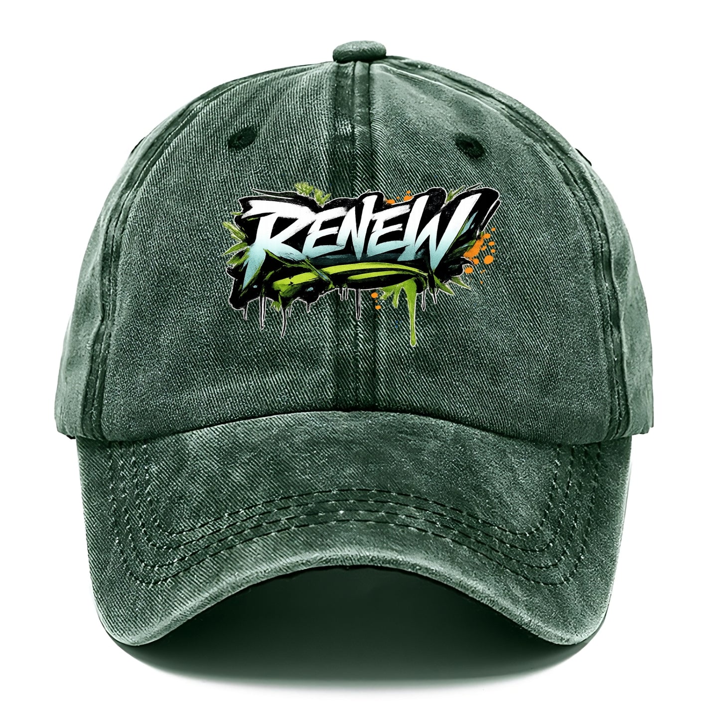 Bold typography design - "RENEW" - starting fresh, regenerating - Classic Cap - Forest Mist(Green)