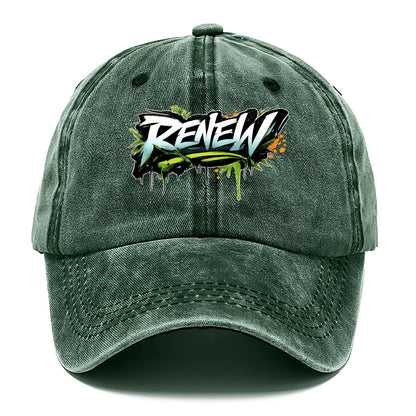 Bold typography design - "RENEW" - starting fresh, regenerating - Classic Cap - Forest Mist(Green)