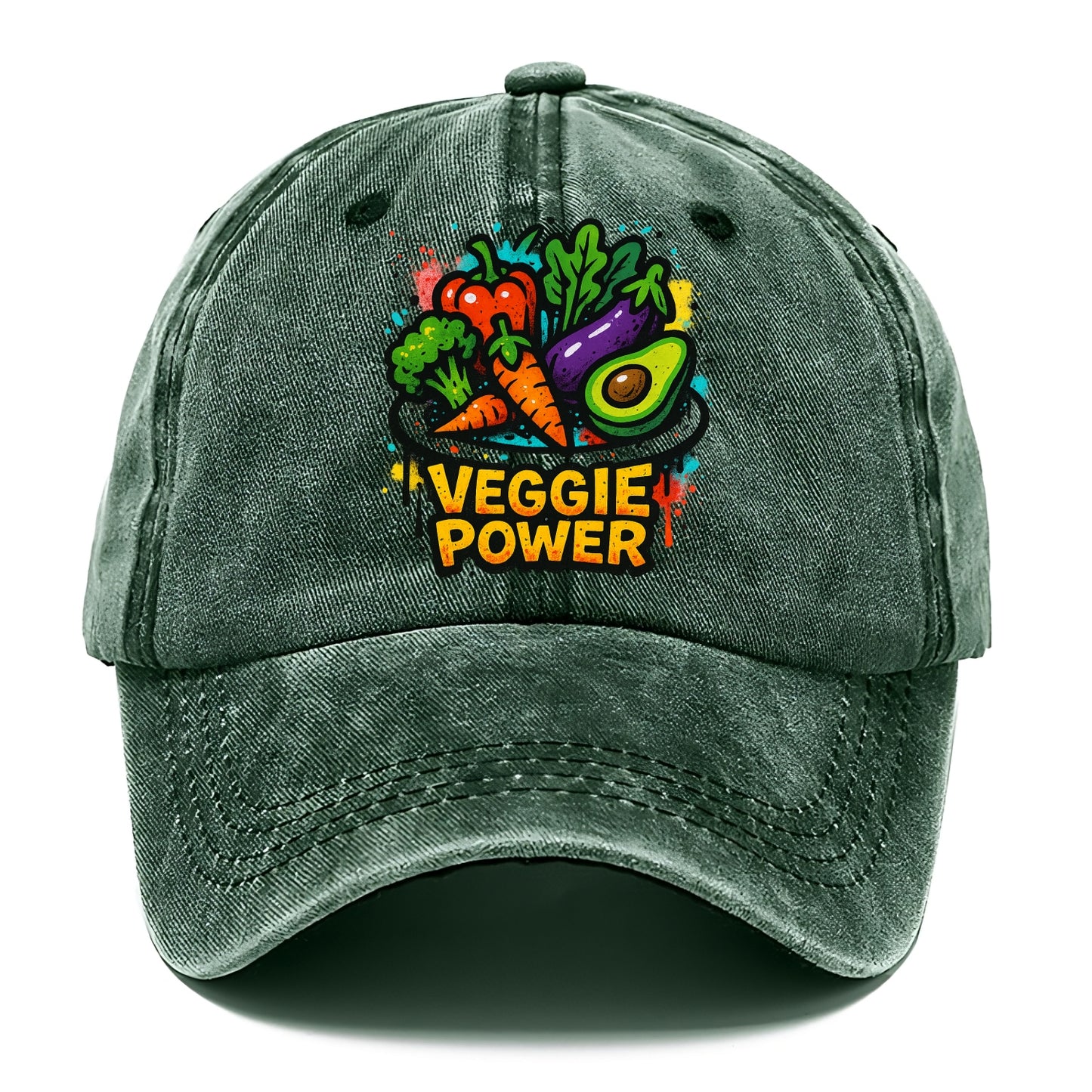 Colorful vegetables and plants on plate - plant-based lifestyle, veggie power - Classic Cap - Forest Mist(Green)