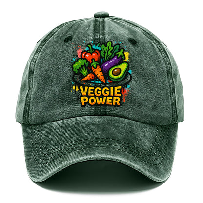 Colorful vegetables and plants on plate - plant-based lifestyle, veggie power - Classic Cap - Forest Mist(Green)