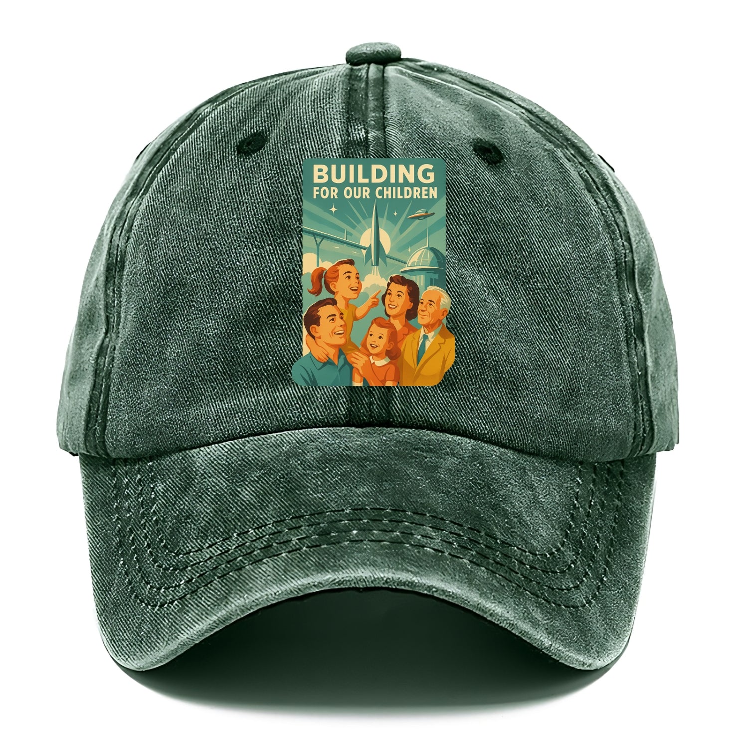 Multiple generations celebrating progress together - "Building for Our Children" - - Classic Cap - Forest Mist(Green)