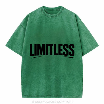 Bold typography design - "LIMITLESS" - no boundaries, infinite potential - Vintage T-shirt - Forest Mist(Green)