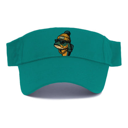 Erie Lake Trout wearing Erie beanie with pom pom and wayfarer sunglasses - Visor - Forest Mist(Green)