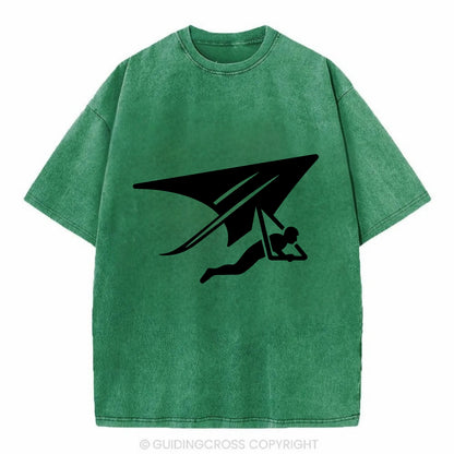 Hang glider soaring - Vintage T-shirt - Forest Mist(Green)