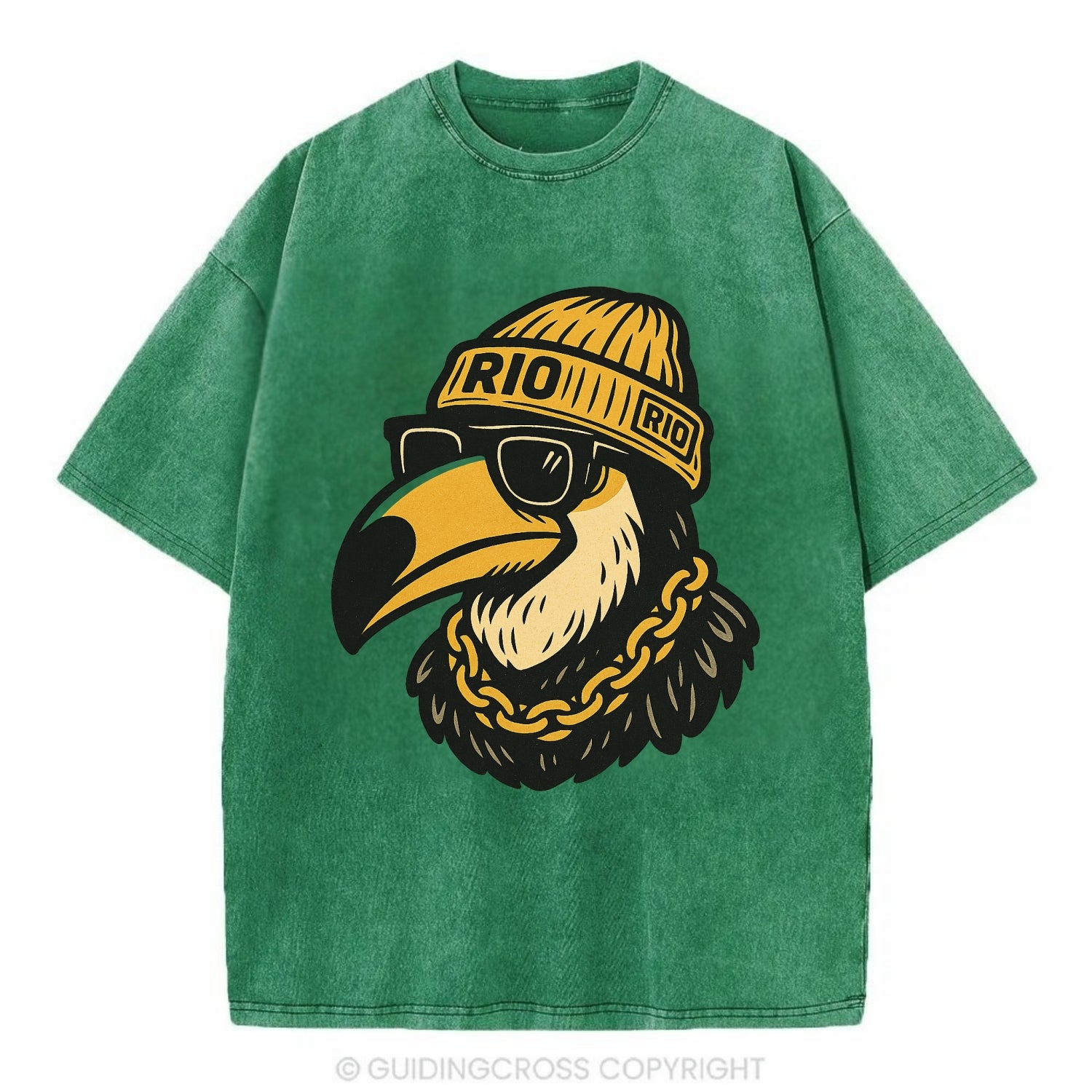 Rio Toucan - Vintage T-shirt - Forest Mist(Green)