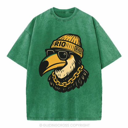 Rio Toucan - Vintage T-shirt - Forest Mist(Green)