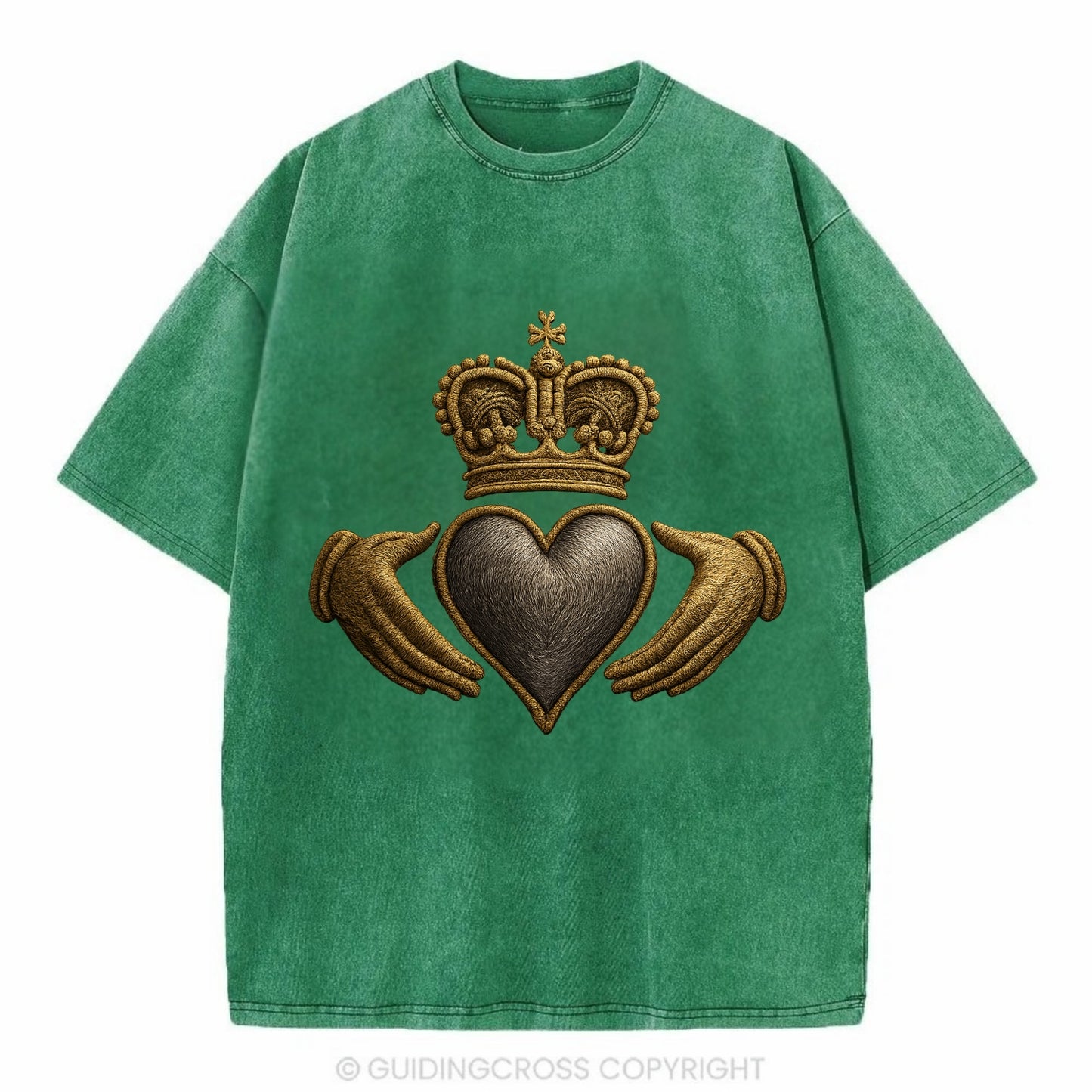 Claddagh Symbol  - Vintage T-shirt - Forest Mist(Green)