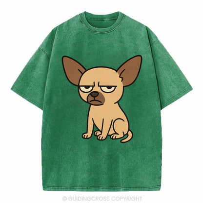 The Chihuahua Judging Silently - Vintage T-shirt - Forest Mist(Green)