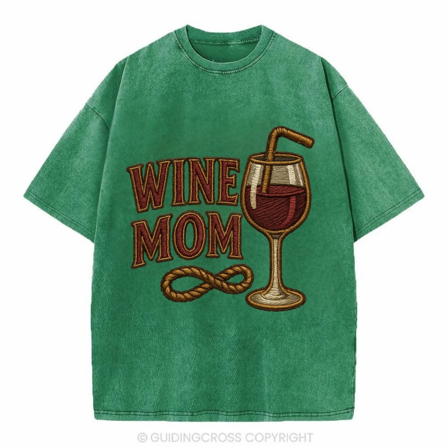 Wine Mom  - Vintage T-shirt - Forest Mist(Green)