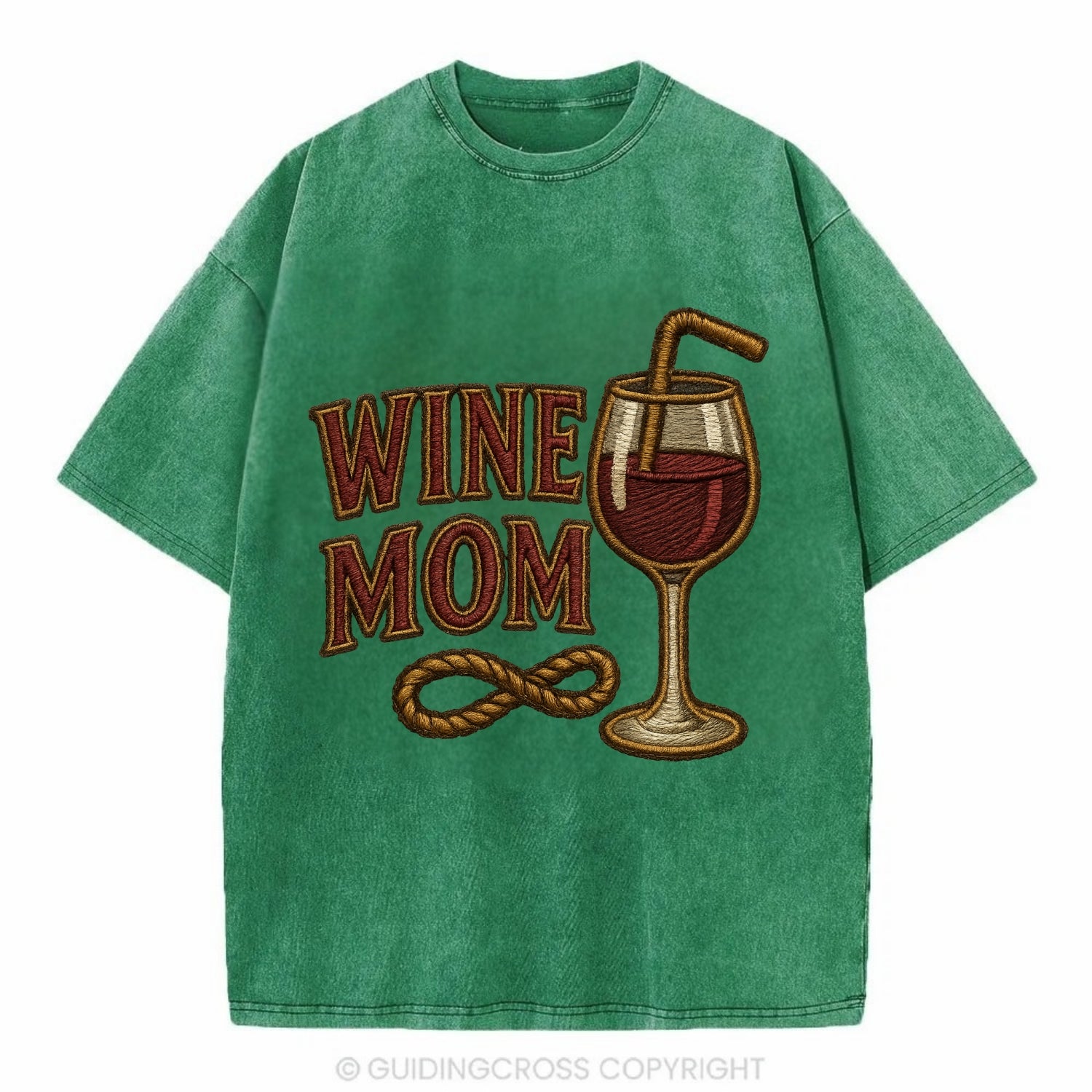 Wine Mom  - Vintage T-shirt - Forest Mist(Green)