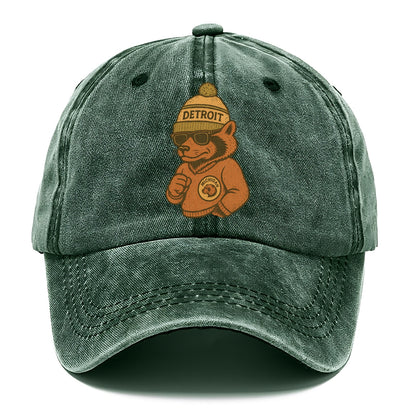 Michigan Wolverine wearing Detroit beanie with pom pom and wayfarer sunglasses - Classic Cap - Forest Mist(Green)