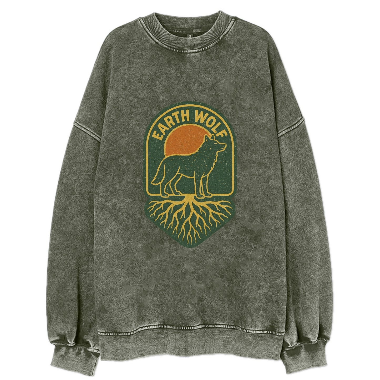 Earth Wolf Roots  - Vintage Sweatshirt - Forest Mist(Green)