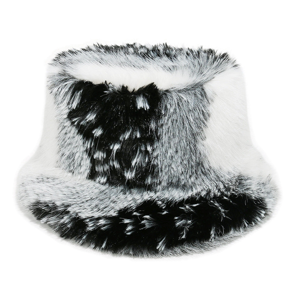 Gradient Faux Fur Bucket Hat - Cozy Winter Style