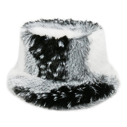Gradient Faux Fur Bucket Hat - Cozy Winter Style