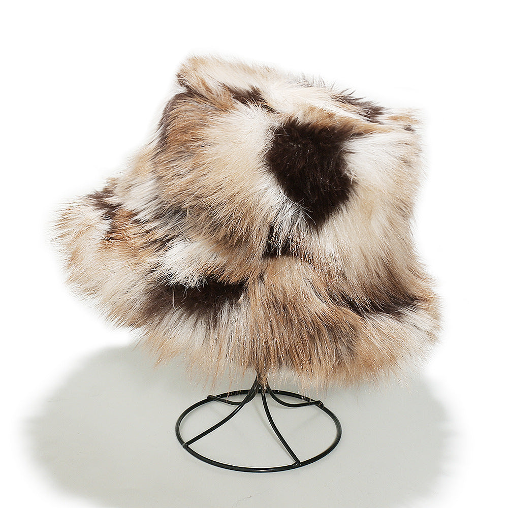 Gradient Faux Fox Fur Bucket Hat - Cozy Winter Warmth