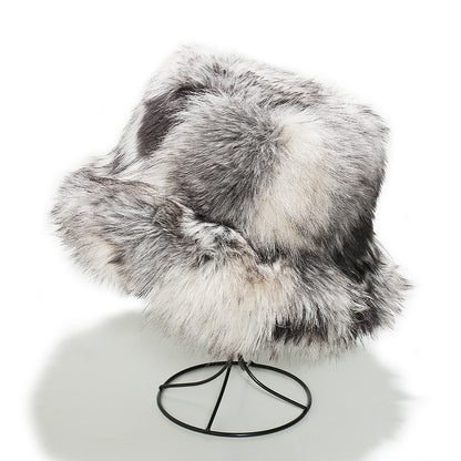 Gradient Faux Fox Fur Bucket Hat - Cozy Winter Warmth