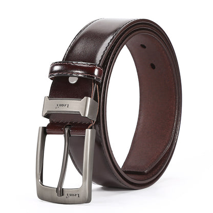 Genuine Leather Belt: Classic Pin Buckle Casual Style