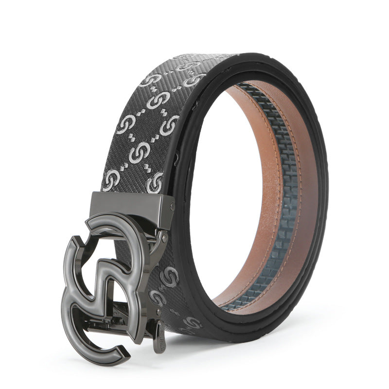 Genuine Leather Belt with Auto Buckle - Business Casual