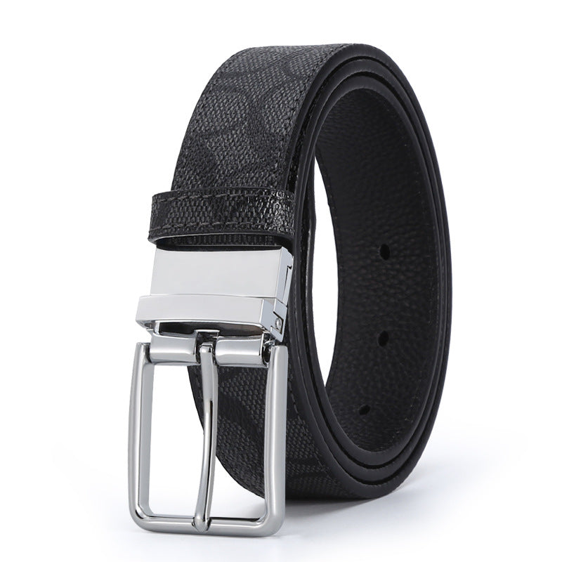 Genuine Leather Rotating Buckle Belt - Business Casual