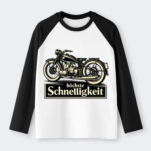 German Speed Motorcycle - Raglan Long Sleeve T-Shirt