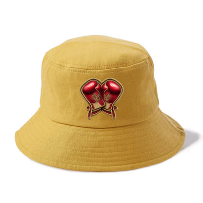 Embroidered patch design - BOXING GLOVES - red boxing gloves crossed in crimson and - Bucket Hat - Golden Harvest(Yellow)
