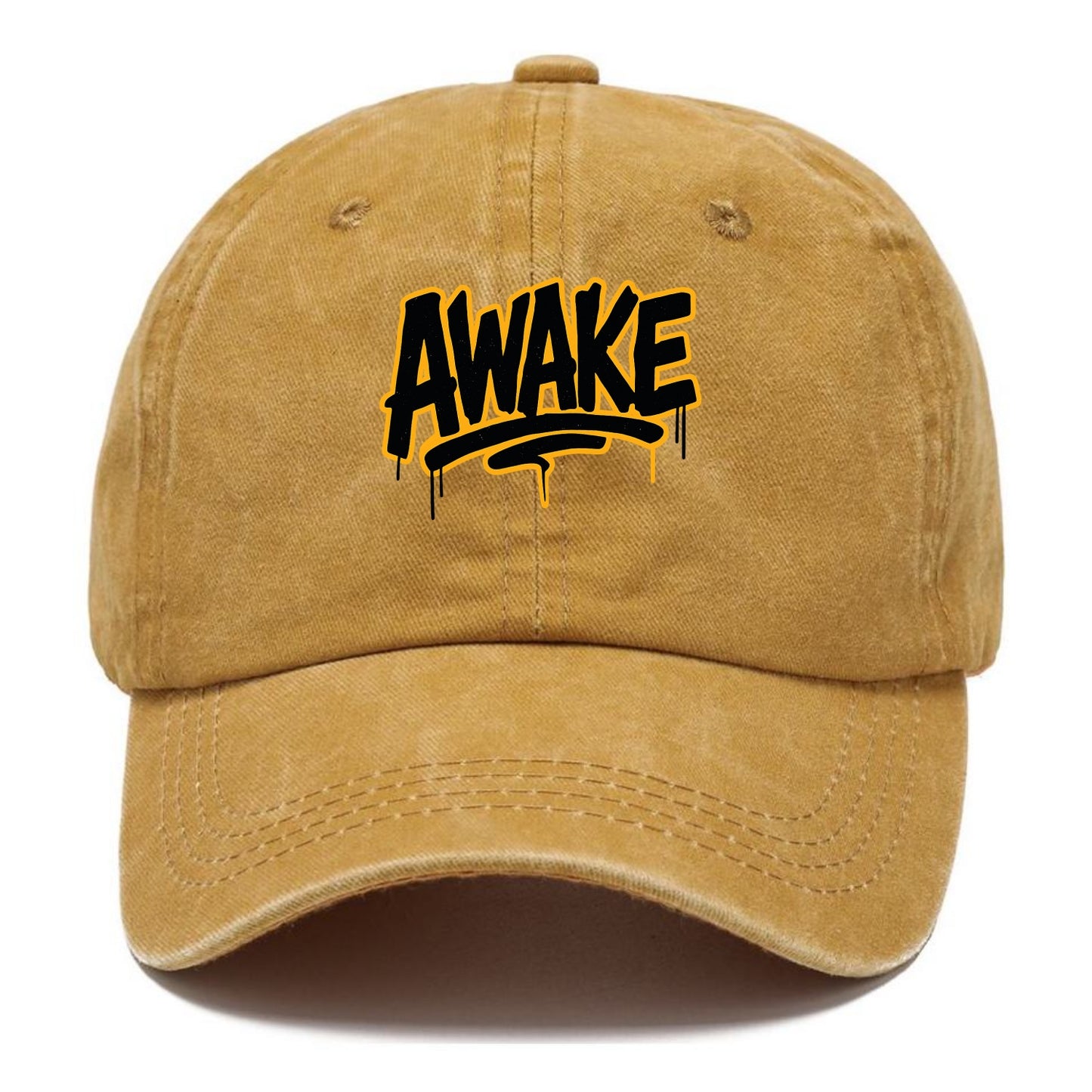 Bold typography design - "AWAKE" - conscious, aware, alert - Classic Cap - Golden Harvest(Yellow)