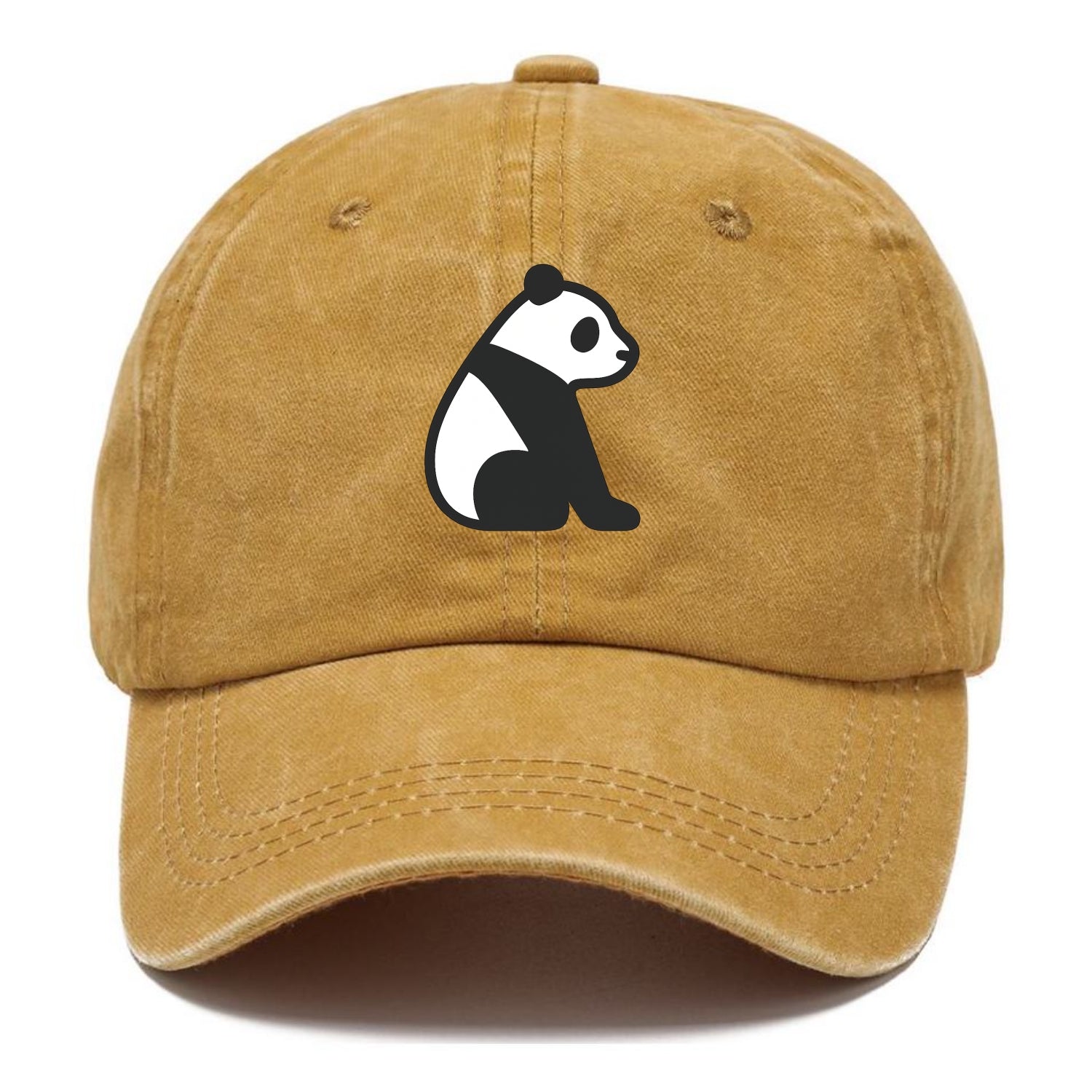 Panda - Black and white sitting pose flat side profile - Classic Cap - Golden Harvest(Yellow)
