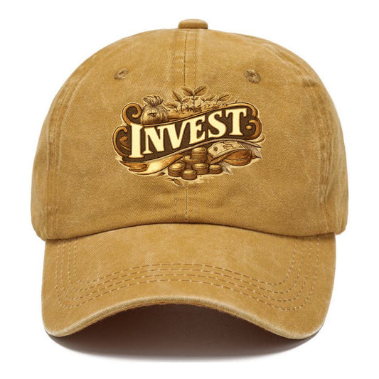 Bold typography design - "INVEST" - growing money, smart decisions - Classic Cap - Golden Harvest(Yellow)