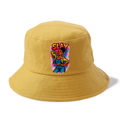 Empowered figure striking confident pose - slay culture, fierce and fabulous energy - Bucket Hat