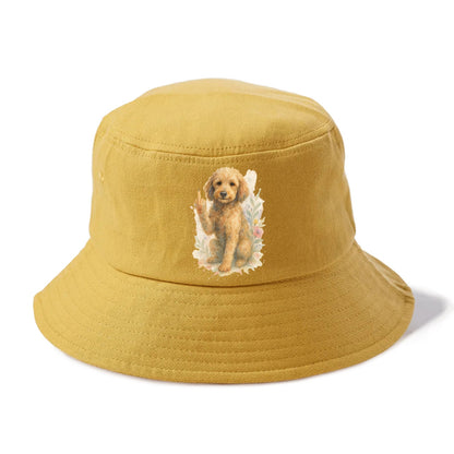 Labradoodle hypoallergenic with wavy coat, intelligent eyes, paw raised - Bucket Hat - Golden Harvest(Yellow)